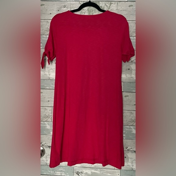 GAP Soft Spun Tie Short Slit Sleeve Swing Dress Slipper Red Size M - Picture 6 of 15
